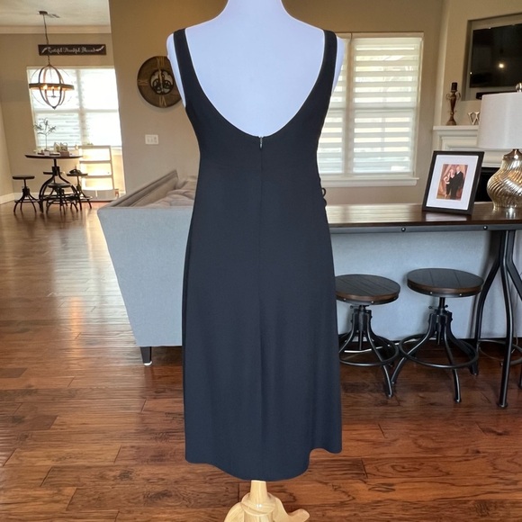 Y2K J.Crew Black Midi Dress V-Front & Back size 6 8 M Fit & Flare - Picture 5 of 15